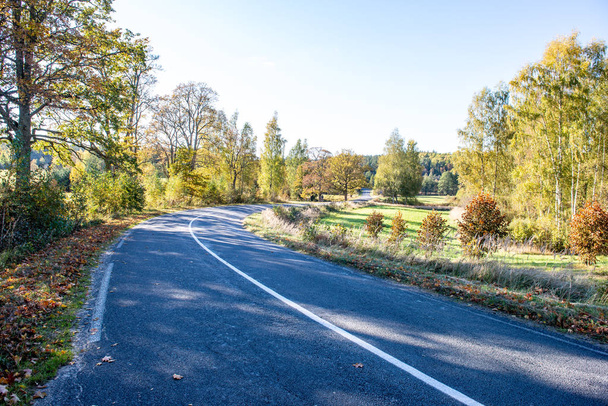 empty gravel road in autumn - Fotoğraf, Görsel
