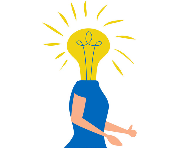 illustration of idea bulb in stylized human head - Vettoriali, immagini