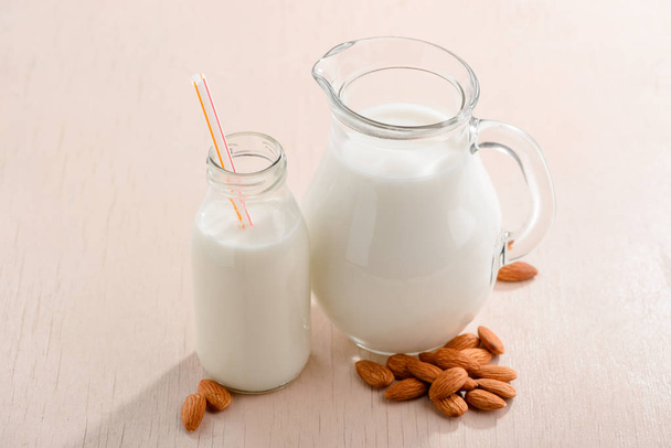 Jug of almond milk - Фото, изображение