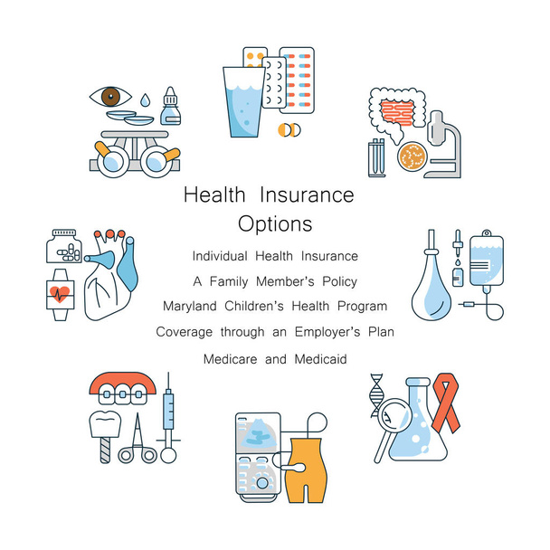 健康保険 web バナーのコンセプト - ベクター画像