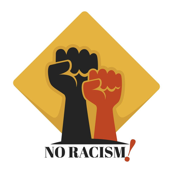 No racism isolated icon human fists unity and tolerance - Wektor, obraz