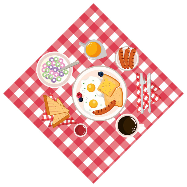 delicious tasty breakfast picnic concept cartoon vector illustration graphic design - Vettoriali, immagini