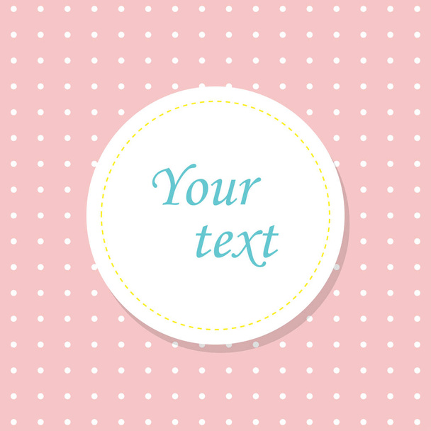 White round label with a shadow on a pink background in white dots. Flat design - Vector, imagen