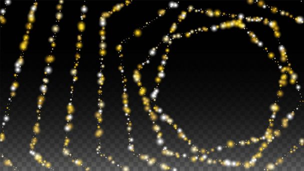 Золотий Glitter Vector Texture on a Black. Golden Glow Pattern. Золоте Різдво і Новий рік Сніг. Золотий вибух Confetti. Зоряний пил. Abstract Flicker Background with a Party Lights Design.  - Вектор, зображення