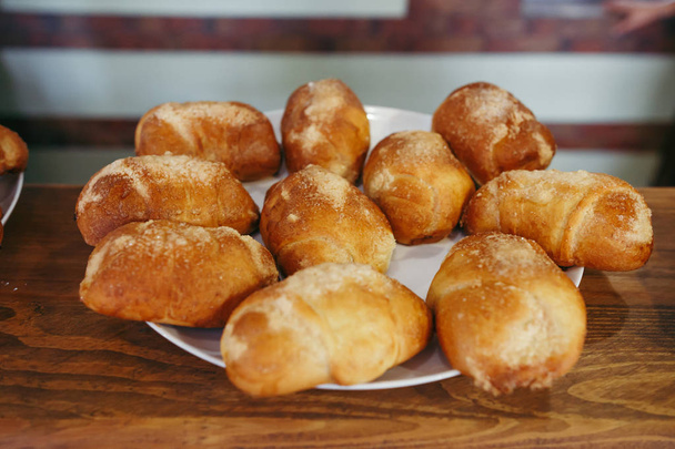 Fresh sweet buns with jam. Studio Photo - Photo, Image