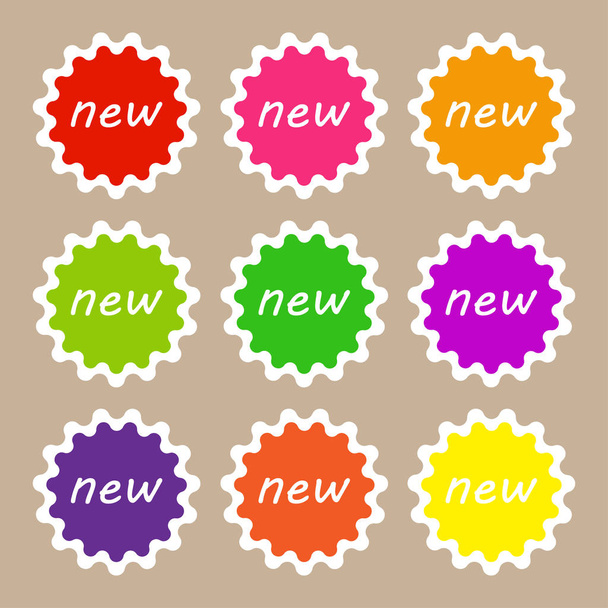 Set of colorful new labels in flat design - Vektör, Görsel