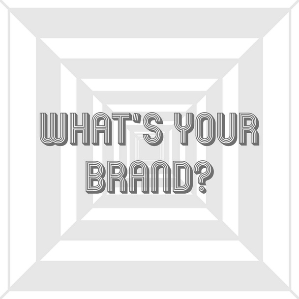 Schreibnotiz, die zeigt, was Ihre Markenfrage ist. Business-Foto präsentiert fragen nach Produkt-Logo tut oder was Sie kommunizieren konzentrische Muster, die Tiefe, Perspektive und optische Täuschung. - Foto, Bild