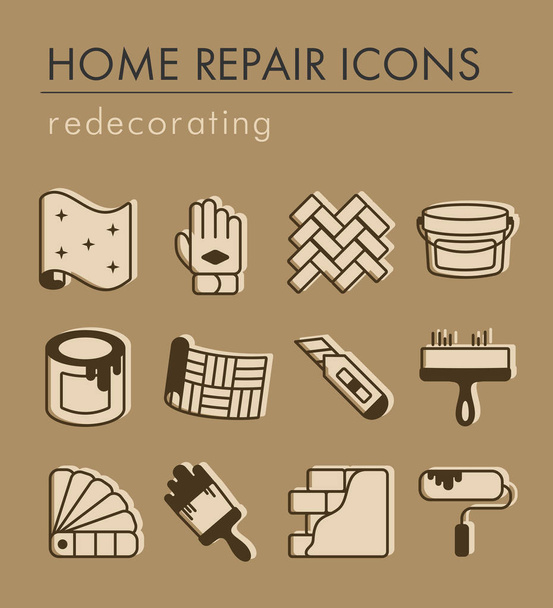 Lakásjavítás, átalakítás, redecoration ikon készlet - Vektor, kép