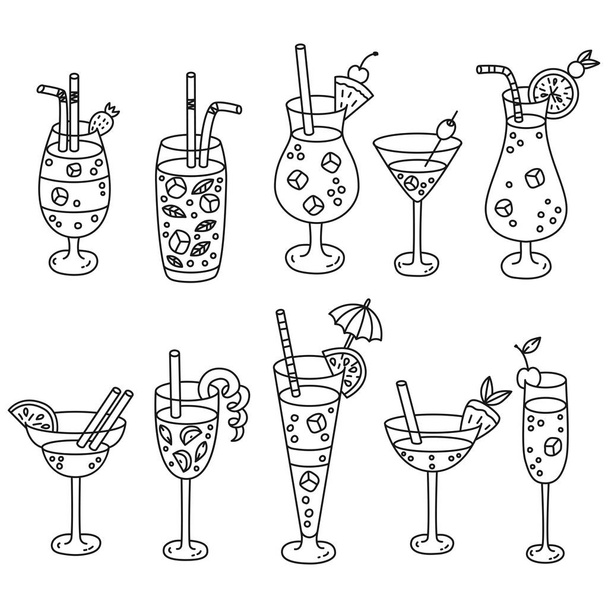 Doodle cocktails  vector set - Vector, Image