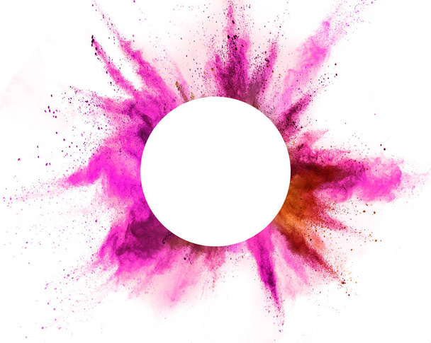 Explosion of pink powder on white background - Foto, afbeelding
