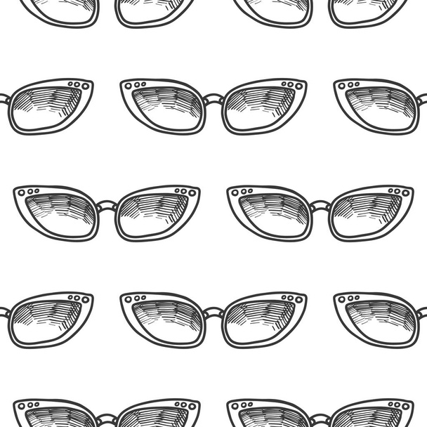 бесшовный векторный рисунок с солнцезащитными очками для девочек, мальчиков, одежды. Креативный фон с летними обоями Doodle для текстиля и одежды. Стиль моды
 - Вектор,изображение