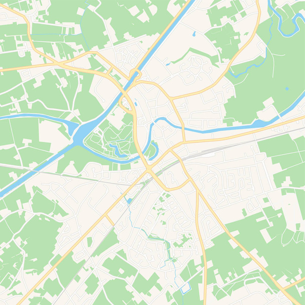 Deinze, Belgium printable map - Вектор, зображення