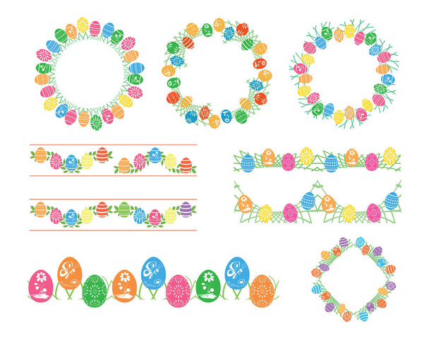 marcos vectoriales decorativos y bordes con huevos de colores para las vacaciones de Pascua
 - Vector, Imagen