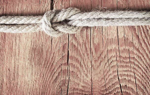 rope on wooden background - Foto, imagen