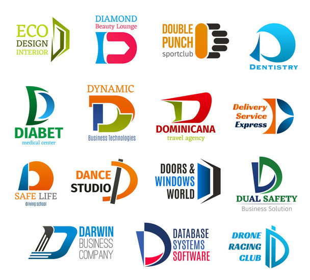 Business icons, letter D, corporate identity - Vector, Image