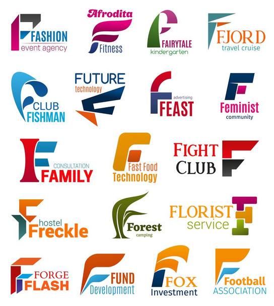 Иконки бизнеса, буква F, фирменный стиль
 - Вектор,изображение