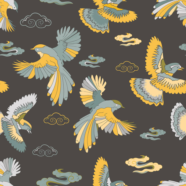 Illustration d'oiseaux, geai bleu, faucons en vol
. - Photo, image