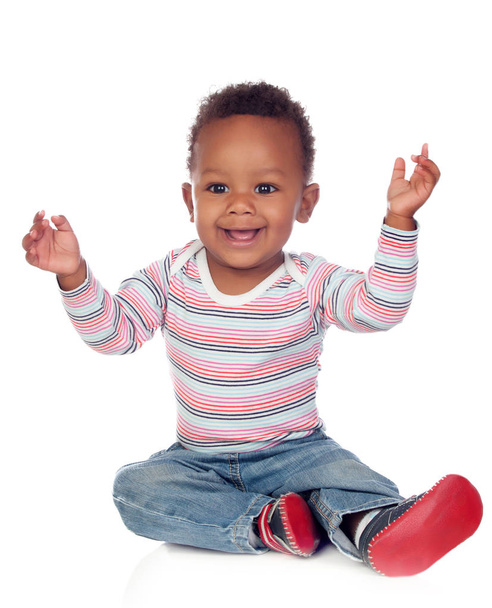 Funny and happy african baby   - Fotó, kép