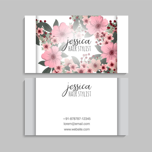 Floral style business card template vector - ベクター画像