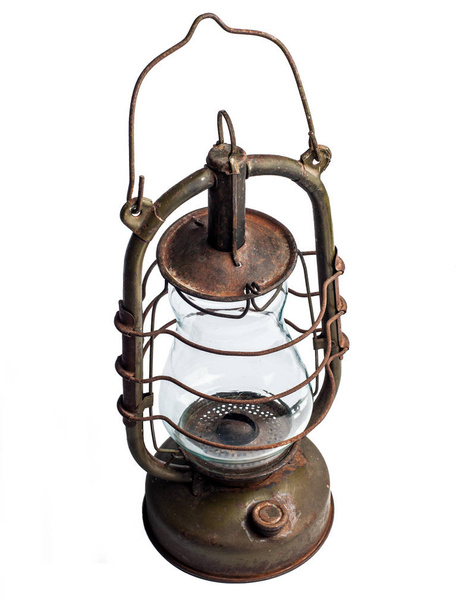 Stara lampa naftowa na białym tle - Zdjęcie, obraz