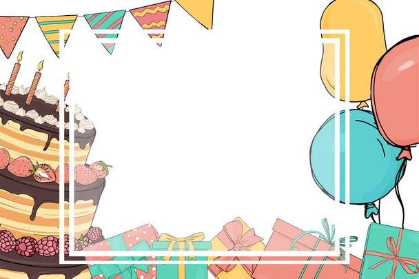 Text frame. The invitation to the birthday party. - Vector, Image