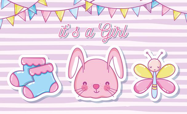 Its a baby girl card vector illustration graphic design - Vector, afbeelding