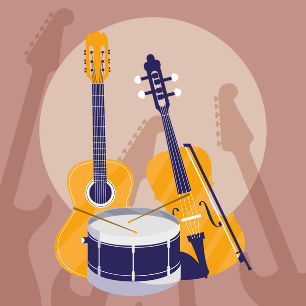 гитарные и скрипичные инструменты
 - Вектор,изображение