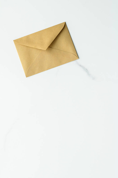 Envelopes on marble background, message concept - Zdjęcie, obraz