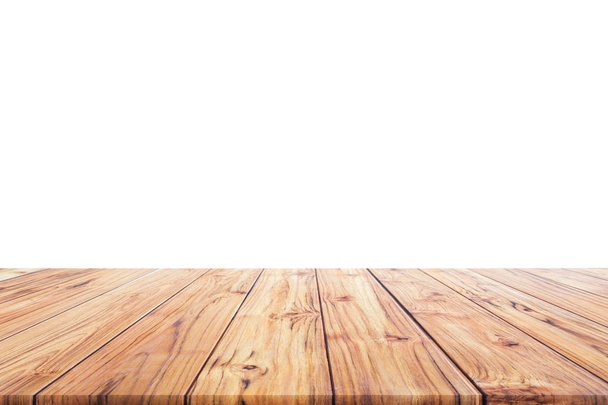 Wood table top on white background for background Ready used us display or montage products design - Photo, Image