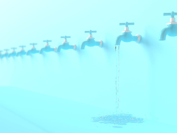 Vízcsap öntés kék pasztell szín  - Fotó, kép