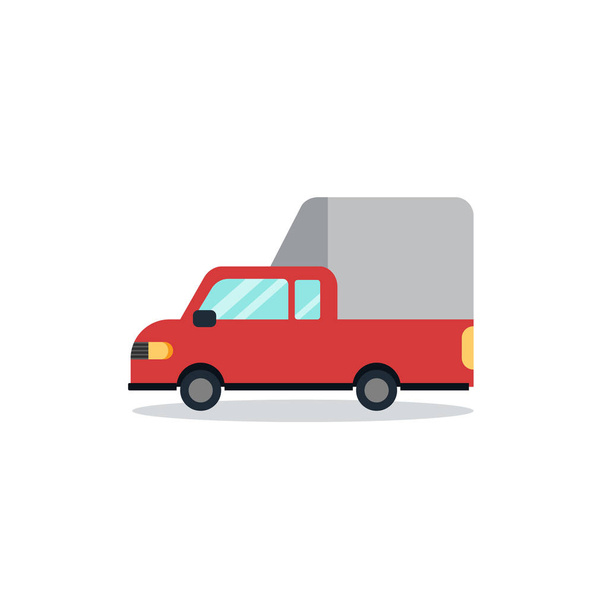 Flat auto cartoon ontwerp minimaal met witte achtergrond vector.Red vrachtwagen plat ontwerp.Thai mini truck - Vector, afbeelding
