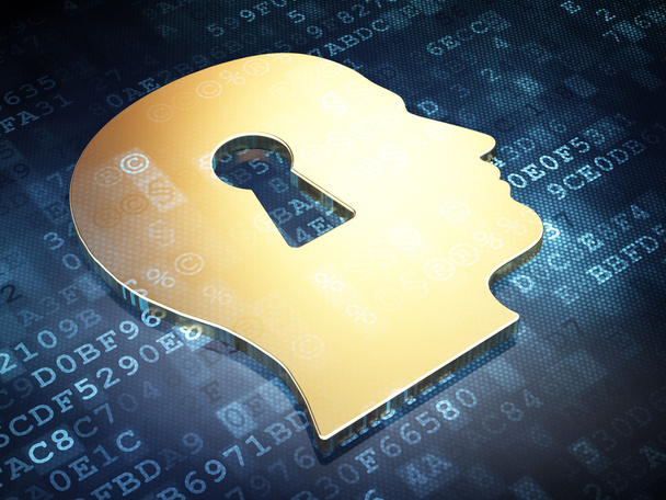 Concetto di privacy: Golden Head Whis Keyhole su sfondo digitale
 - Foto, immagini