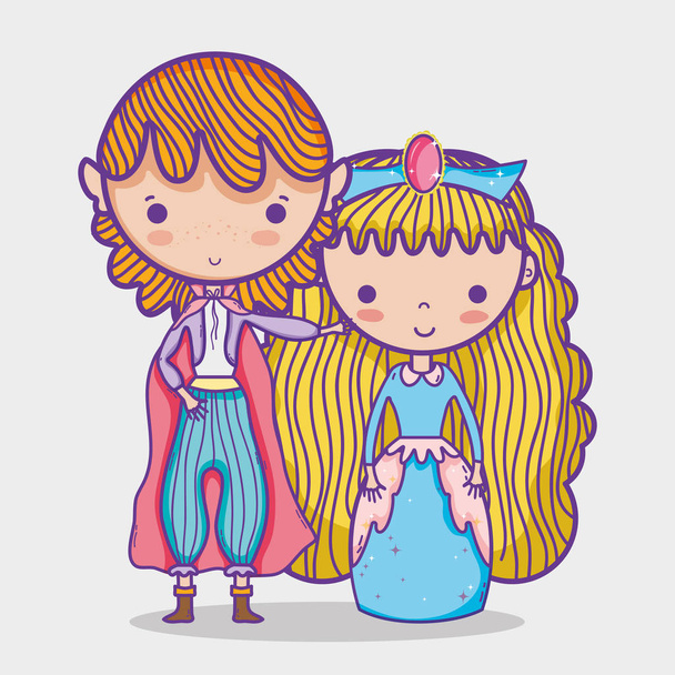 Princesa e princesa bonito mão desenho desenho cartoon vetor ilustração gráfico cores pastel, doce e bonito
 - Vetor, Imagem