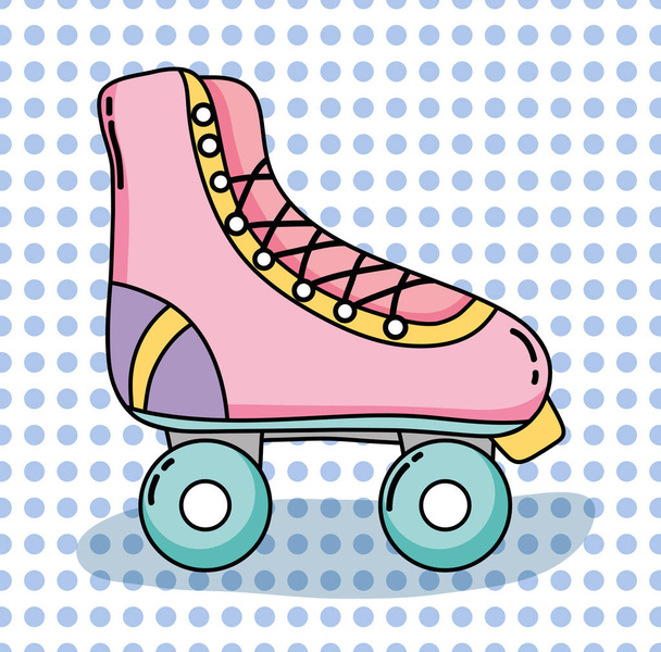Pop art cartoon cute roller skates vector illustration graphic design - Vector, Image
