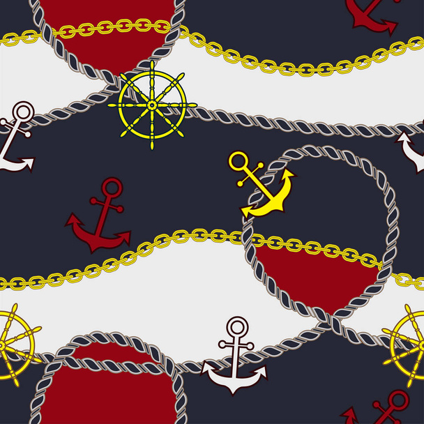 Pattern of marine parts on red and blue background - Vektor, kép