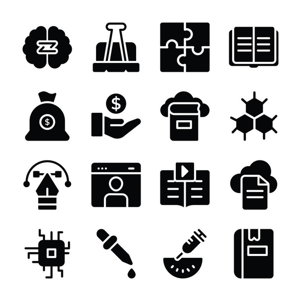 Incredible science and educations solid icons are over here containing superb and fantastic study related visuals, scientific experiments, graphic design and much more.   - Vector, Image