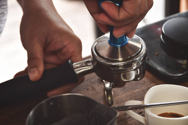 hand of barista making coffee - Photo, Image