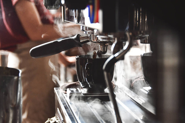 coffee machine making coffee in cafe - Photo, Image