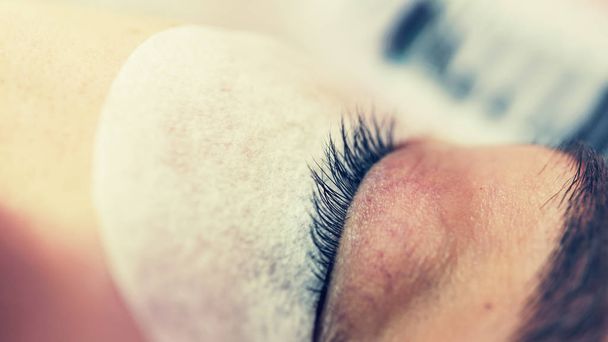Eyelash extensions, closed eye, eyelashes, artificial eyelash, extensions, eyelash, eye, beauty salon, makeup, - Photo, Image