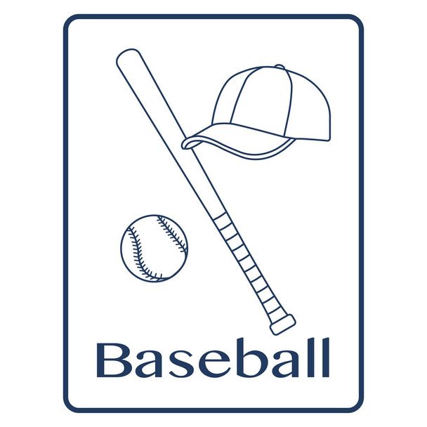 Baseballschläger, Ball, Mütze. Sport-Vektorillustration - Vektor, Bild