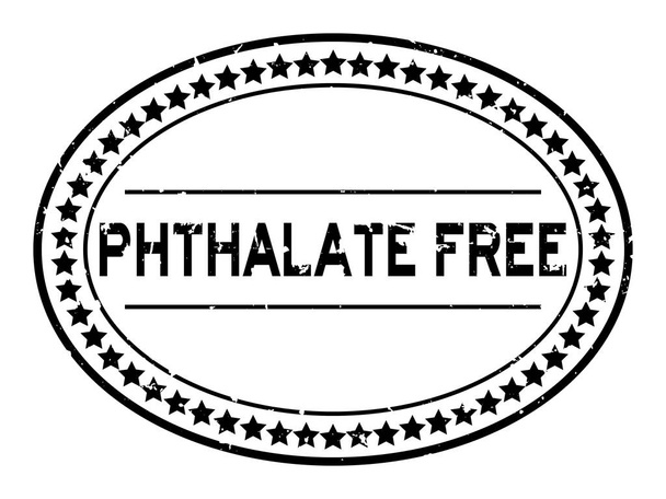 Grunge black phthalate free word oval rubber seal stamp on white background - Vector, Image