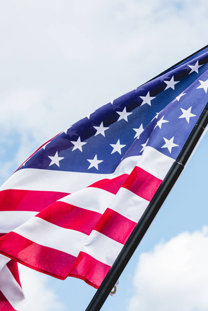 low angle view of american flag with stars and stripes - Foto, Imagem
