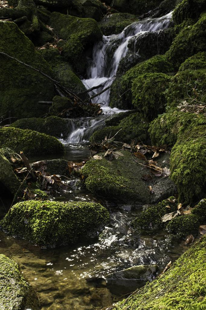 mountain waterfall among big stones - Фото, зображення