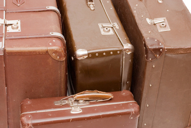 Old brown suitcases - Fotoğraf, Görsel