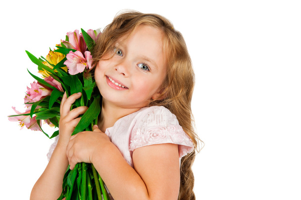 Girl with a bouquet - Фото, зображення
