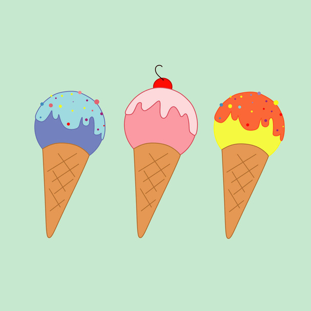 ice cream with different flavors - Вектор,изображение