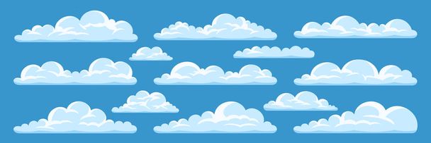 Conjunto de nubes de dibujos animados - Vector, imagen