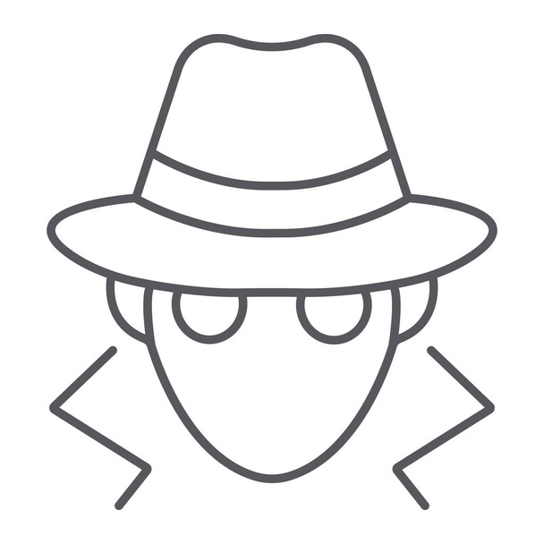 Fraud thin line icon, anonymity and agent, spy sign, vector graphics, a linear pattern on a white background. - Vector, Image