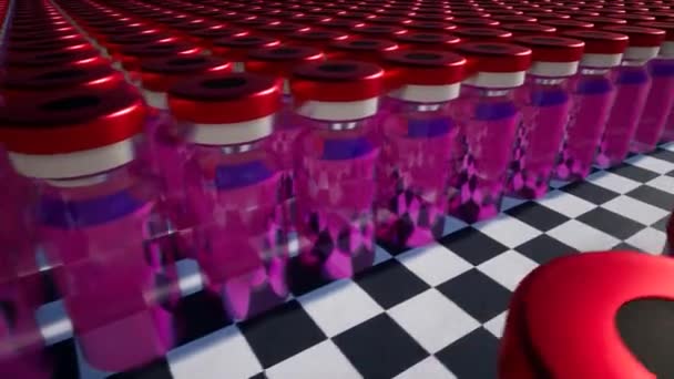 Flaconcini di vetro rosso nuovo farmaco che sviluppa la vaccinazione
 - Filmati, video