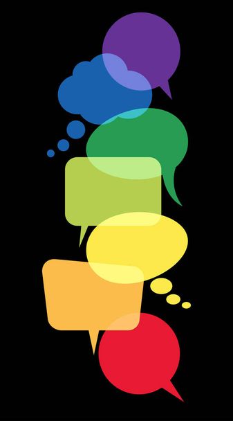 bolhas de fala coloridas em uma fileira
 - Vetor, Imagem